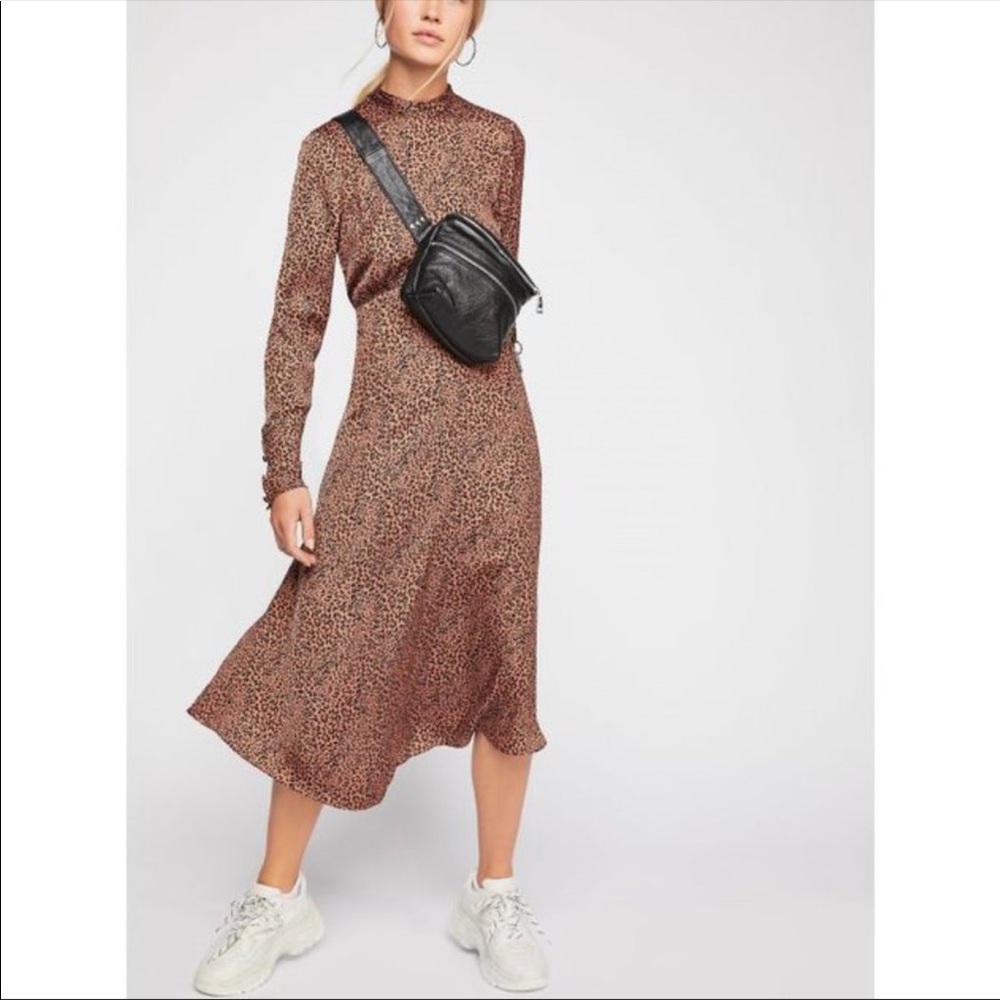 NWT Free People Loveless Leopard Print Midi Dress